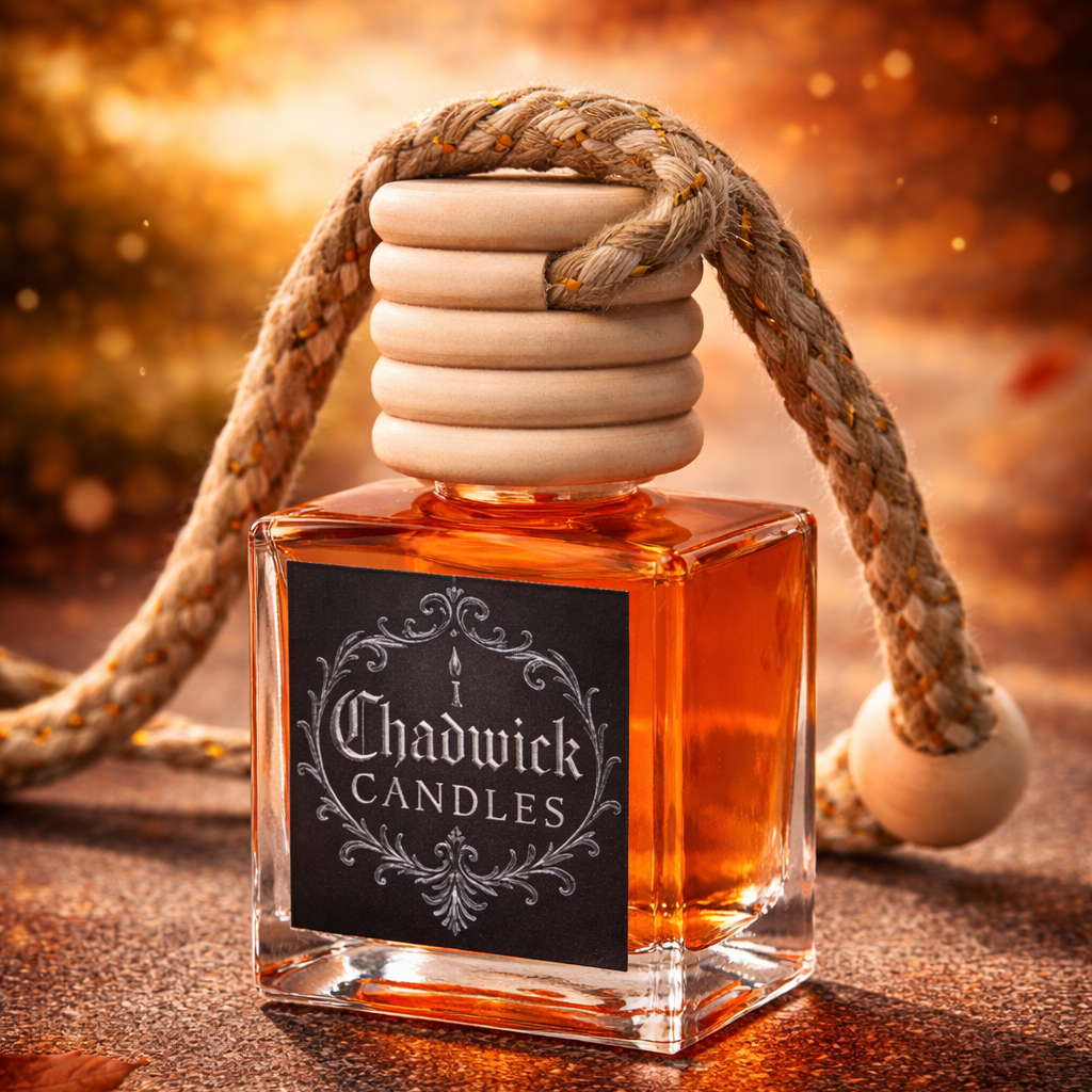 Chadwick Candles candle with wooden wick on a textured surface with warm lighting